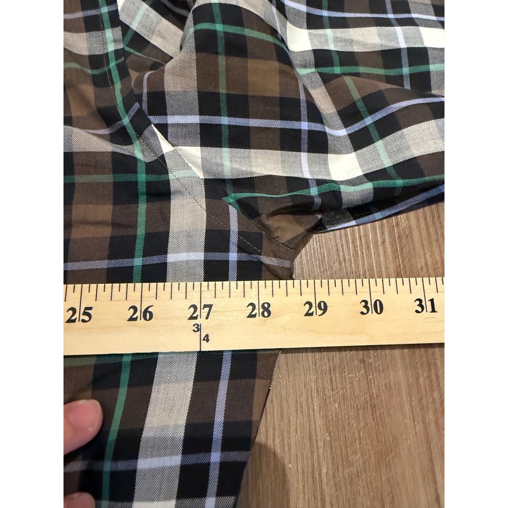 Peter Millar Button Down Shirt Mens XXL Brown Plaid Long Sleeve Cotton - Picture 5 of 6
